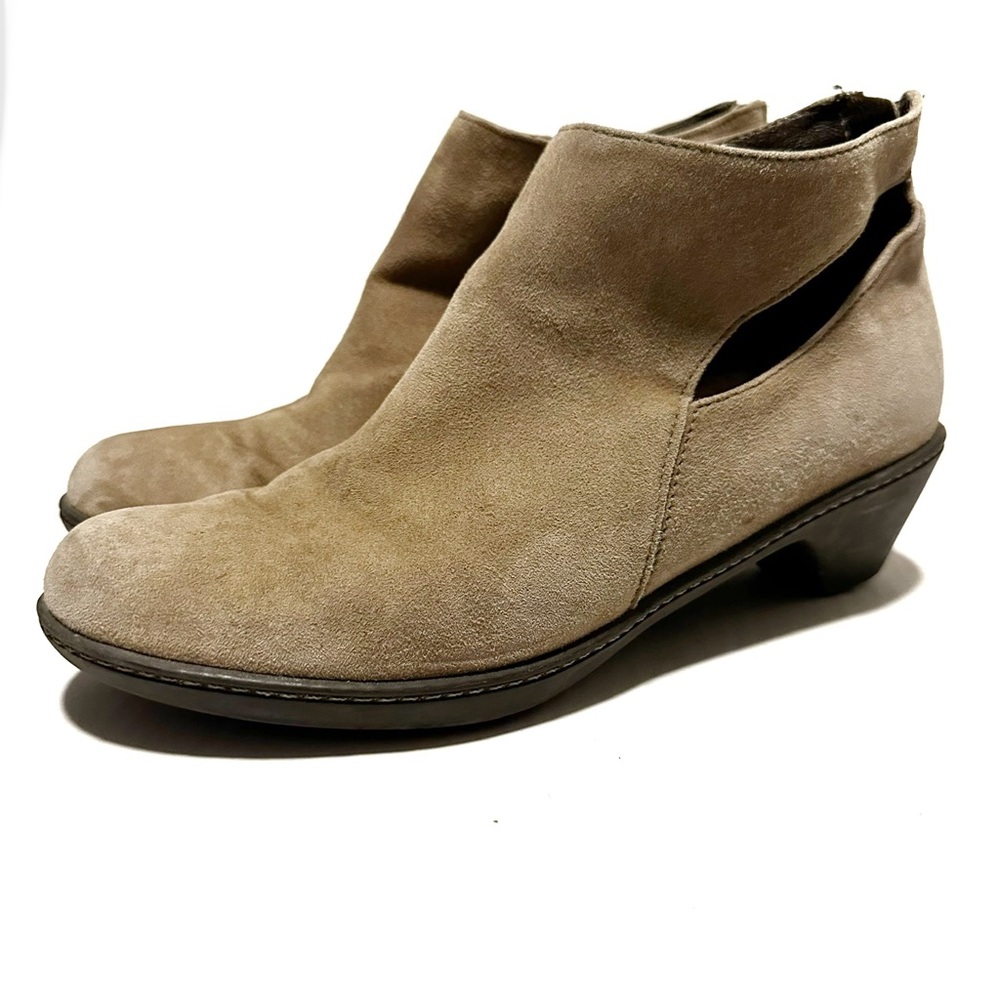 Dansko Bonita Taupe Kid Suede Booties